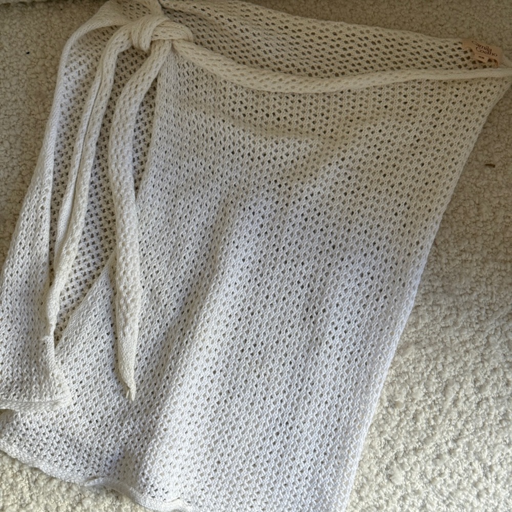 Camila Coelho Cream Knit Poncho